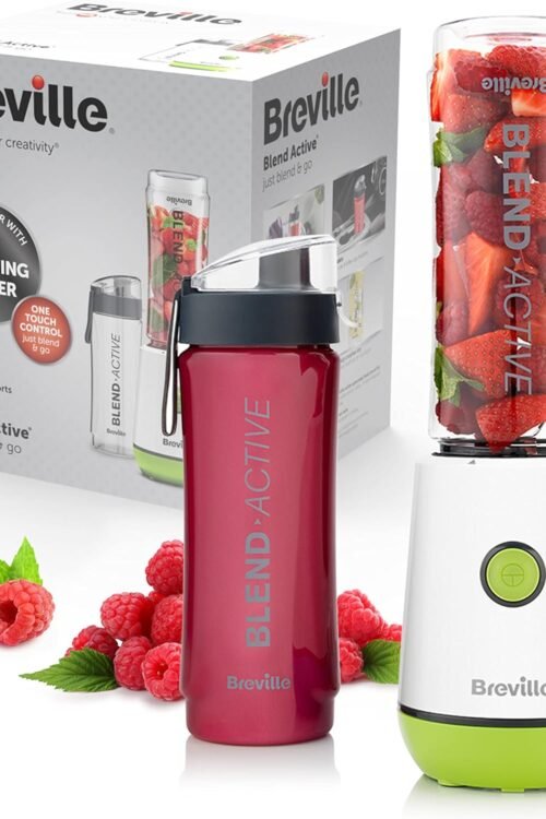 Breville Blend Active Personal Blender & Smoothie Maker | 350W | 2 Portable Blend Active Bottles (600ml) | Leak Proof Lids | White & Green [VBL246]