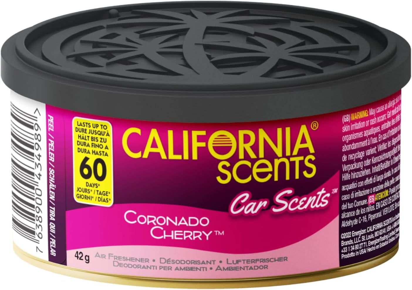 California Scents, Car Air Fresheners Can, Coronado Cherry Scent, Pack of 4, Strong Adjustable Long-Lasting Fragrance, Eliminates Odour - Image 2