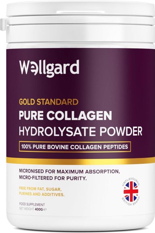 Collagen Powder, Gold Standard Bovine Collagen Peptides Powder by Wellgard – High Levels of The 8 Essential Amino Acids, Collagen Supplements, Halal & Kosher, Made in UK