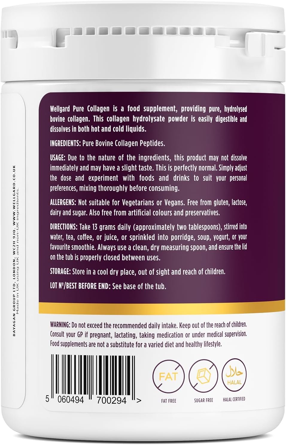 Collagen Powder, Gold Standard Bovine Collagen Peptides Powder by Wellgard - High Levels of The 8 Essential Amino Acids, Collagen Supplements, Halal & Kosher, Made in UK - Image 7