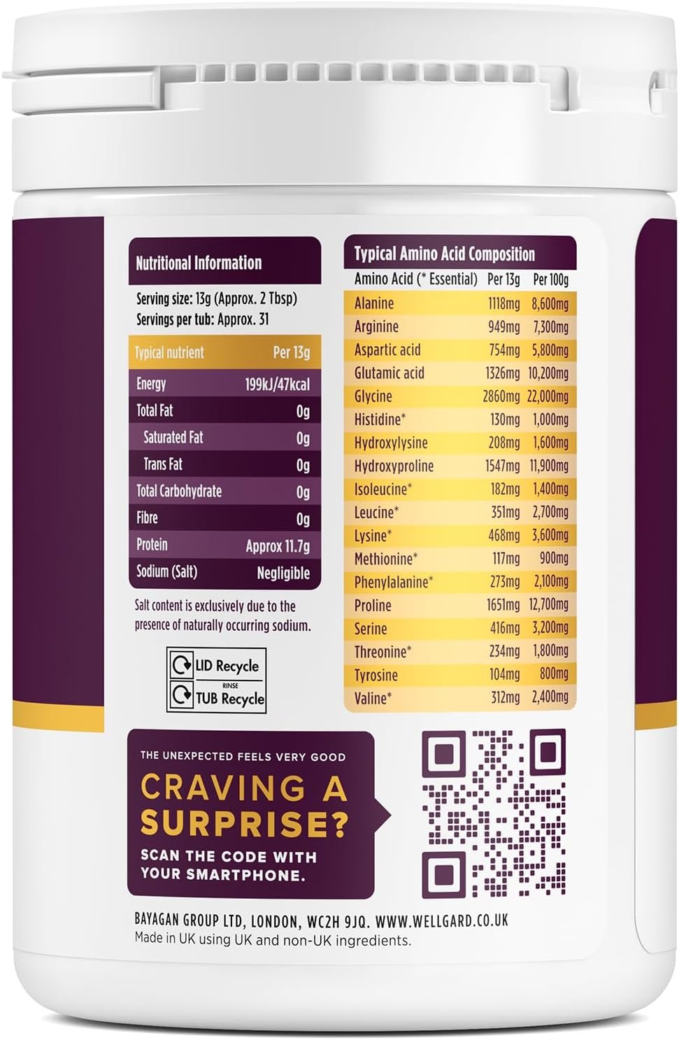 Collagen Powder, Gold Standard Bovine Collagen Peptides Powder by Wellgard - High Levels of The 8 Essential Amino Acids, Collagen Supplements, Halal & Kosher, Made in UK - Image 8