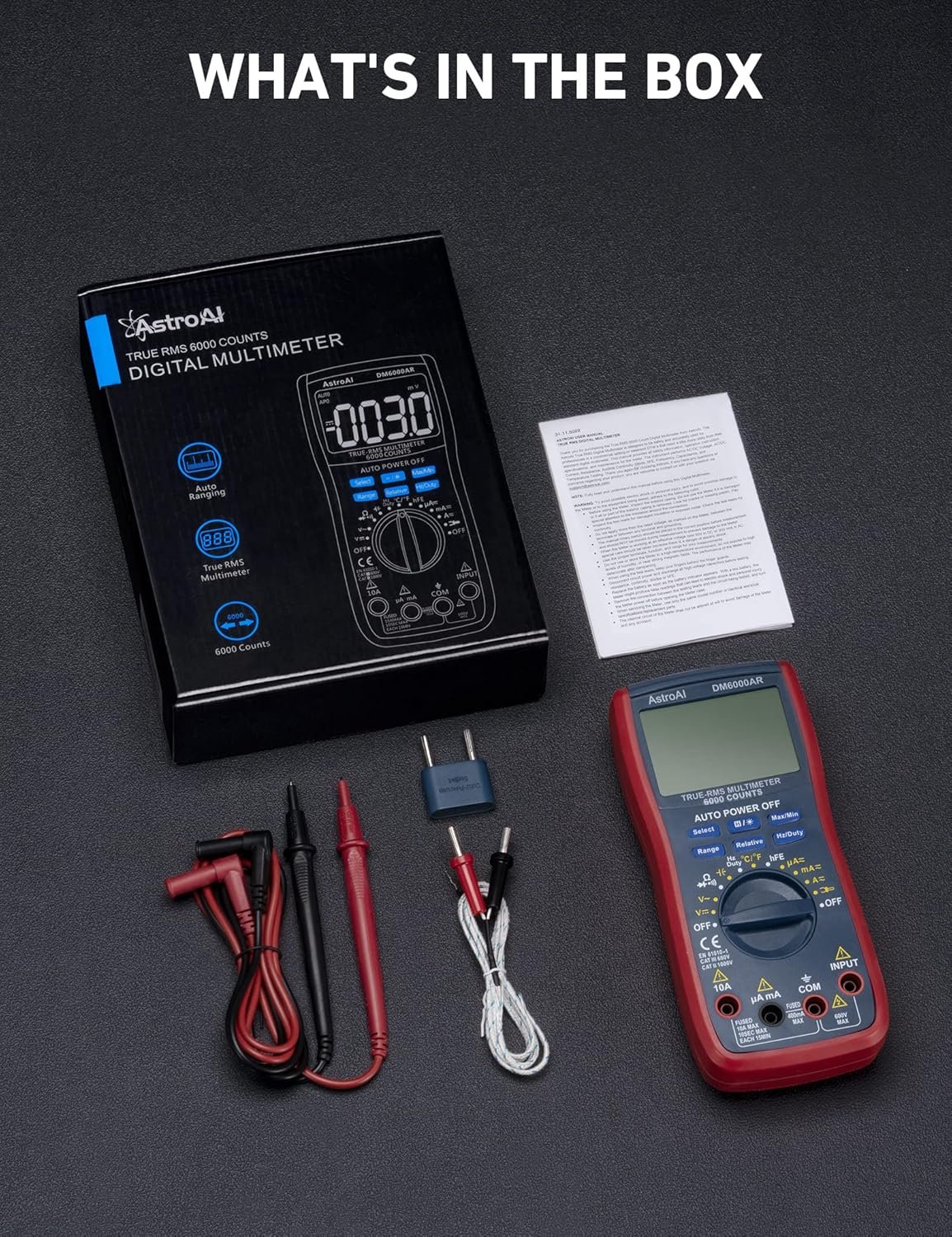 AstroAI Digital Multimeter, TRMS 6000 Counts Multimeters Manual and Auto Ranging; Measures Voltage, Current, Resistance, Continuity, Capacitance, Frequency; Tests Diodes, Transistors, Temperature - Image 7
