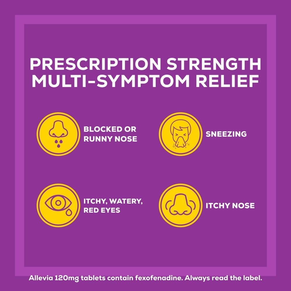 Allevia Hayfever Allergy Tablets, Prescription Strength 120 mg Fexofenadine, 24hr Relief Acts Within 1 Hour, Including Sneezing, Watery Eyes, Itchy and Runny Nose, 30 Tablets - Image 3