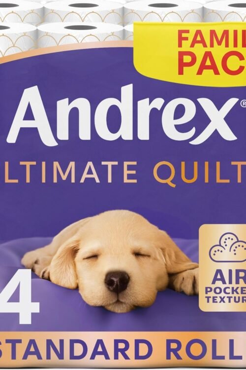 Andrex Ultimate Quilts Toilet Paper 24 Rolls, Air Pocket Technology for Soft, Thick Sheets – 24 Quilted Toilet Rolls x 1 Pack, FSC Certified