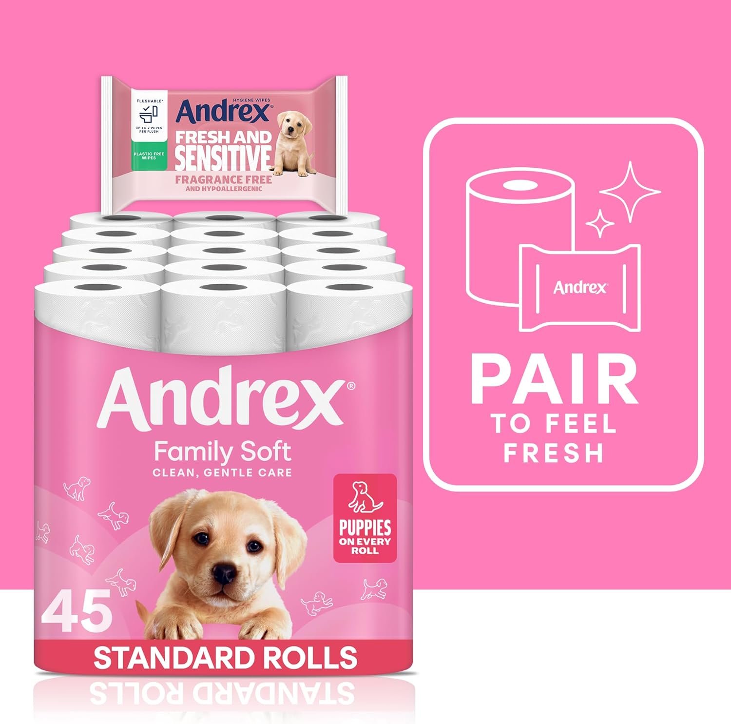 Andrex Family Soft Toilet Tissue 45 Rolls (Previously Andrex Gentle Clean) Gentle on your Family’s skin– Bulk Pack of 45 Toilet Rolls, FSC Certified - Image 4