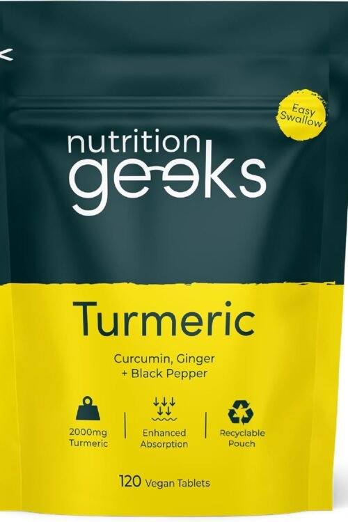 Turmeric Tablets 2000mg with Black Pepper & Ginger – 120 High Strength Curcumin Supplements – Easy Swallow Tablets (Not Turmeric Capsules or Powder) – Vegan – UK Made (Packaging Design May Vary)