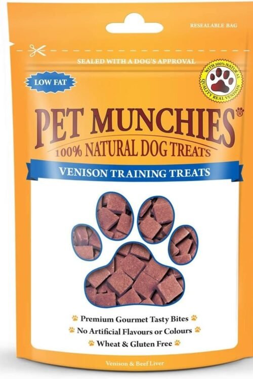 Pet Munchies Venison & Beef Liver Dog Training Treats, Grain Free Tasty Bites with Natural Real Meat, Low in Fat 50g