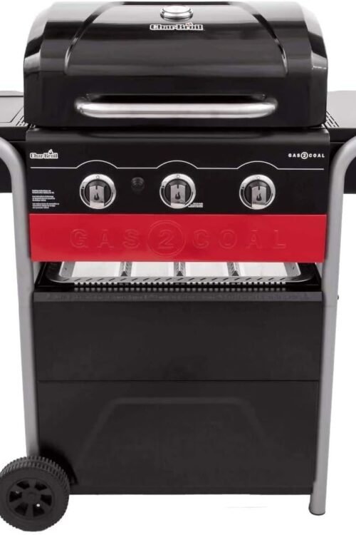 Char-Broil Gas BBQ Gas2Coal 330 Hybrid – 3-burner Gas & Coal Barbecue Grill – Ideal for Outdoor Cooking, Garden, Balcony and Patio
