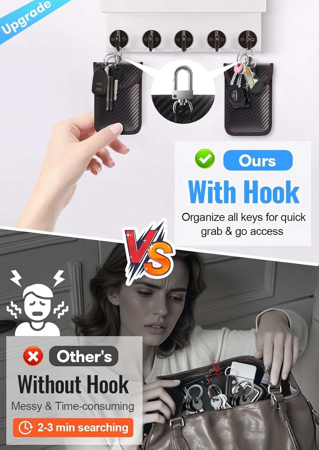 Faraday Pouch for car Keys,Faraday Bag | Car Key Signal Blocking Pouch | Keyless Entry Car Keys Case | RFID Blocker Bag for Car Security | Anti-theft Remote Entry Keyless Protect,Pack of 2 - Image 2