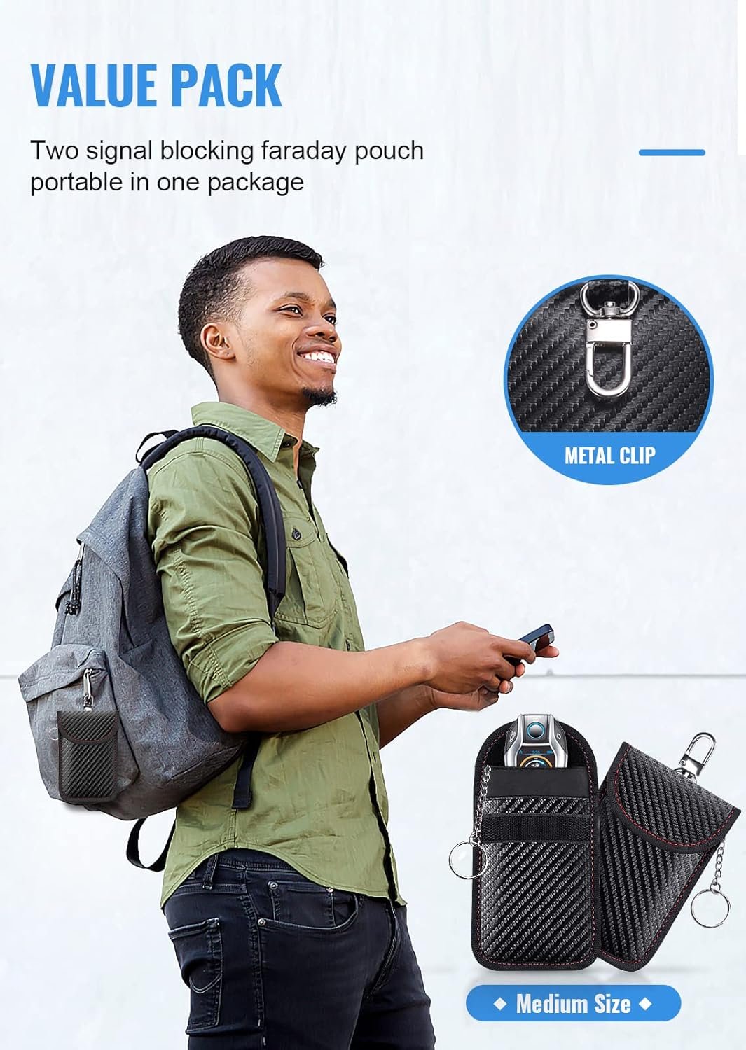 Faraday Pouch for car Keys,Faraday Bag | Car Key Signal Blocking Pouch | Keyless Entry Car Keys Case | RFID Blocker Bag for Car Security | Anti-theft Remote Entry Keyless Protect,Pack of 2 - Image 6