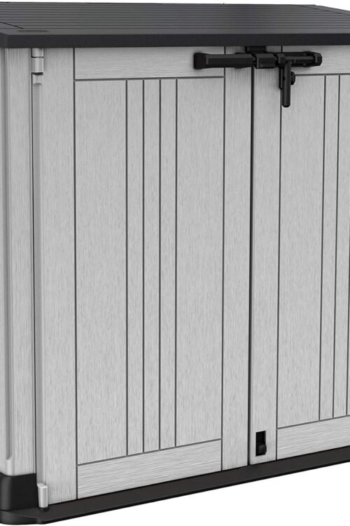 Keter Store it Out Nova Outdoor Garden Storage Shed, Light Grey with Dark Grey Lid